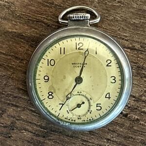 vintage 1950s westclox scotty pocket watch-Made In USA-Working-TLC